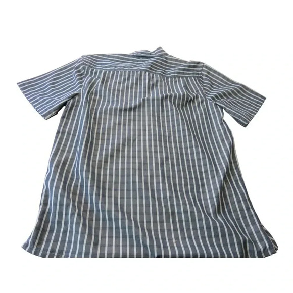 GNW Great Northwest Stripe Shirt Mens M Blue Gray Button Up Short Sleeve - Picture 6 of 7